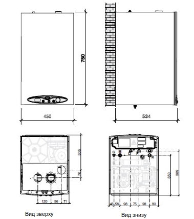 Габаритні розміри котла NOVА FLORIDA LIBRA DUAL LINE TECH BTFS 24кВт