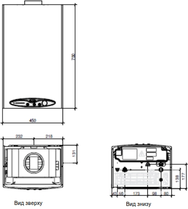 Габаритні розміри котла NOVA FLORIDA PICTOR DUAL LINE RTN 24кВт